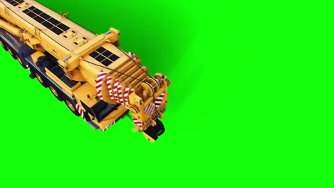 A mobile construction crane is moving. Rotation wheels. Green screen 4k isolate. Stock Footage 328525432