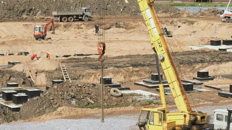 Mobile construction crane on wheels outdoors Stock Footage 87378980