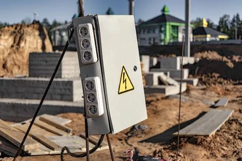 Mobile construction site power panel. Supply of electricity during construc.. Stock Photos