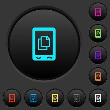 Mobile contact dark push buttons with color icons Stockillustratie