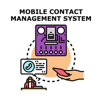 Mobile contact management system connecting users and support Ilustração Stock