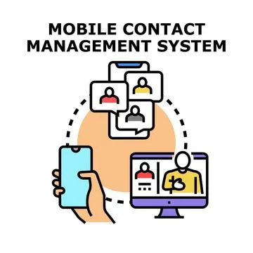 Mobile contact management system organizing business communication 스톡 일러스트