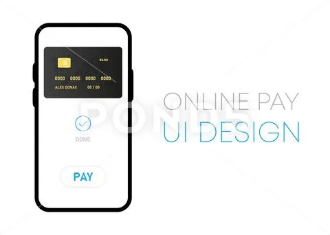 Mobile contactless online payment app UI vector mockup on smartphone ...