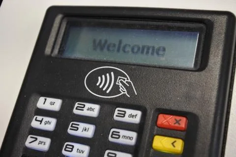 Mobile contactless payment terminal reader system Stock Photos