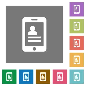 Mobile contacts square flat icons Illustrazione stock