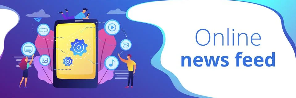 Mobile content concept banner header. Stock Illustration