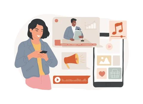 Mobile content isolated concept vector illustration. Ilustración de archivo