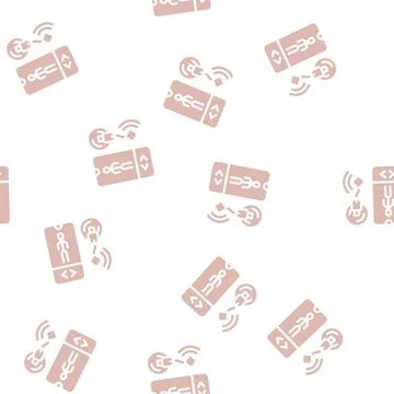 Mobile control ems training glyph vector seamless pattern Stock Illustration