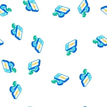 Mobile control ems training isometric icon seamless pattern Stock Illustration