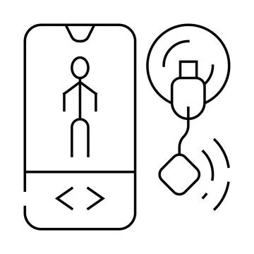 Mobile control ems training line icon vector illustration Stock Illustration