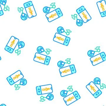 Mobile control ems training vector seamless pattern Stock Illustration