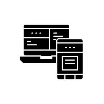 Mobile control system black icon, vector sign on isolated background. Mobile Stock Illustration