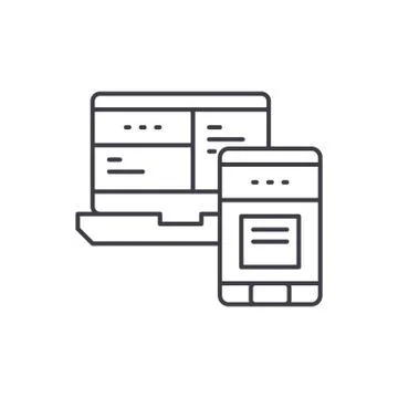 Mobile control system line icon concept. Mobile control system vector linear Stock Illustration