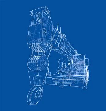 Mobile crane blueprint Stock Illustration
