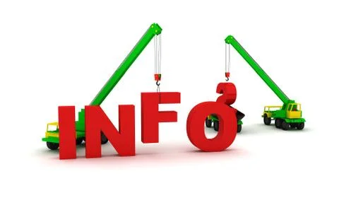 Mobile crane builds the text Info Stock Illustration