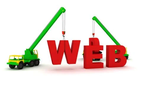 Mobile crane builds the text Web Stock Illustration