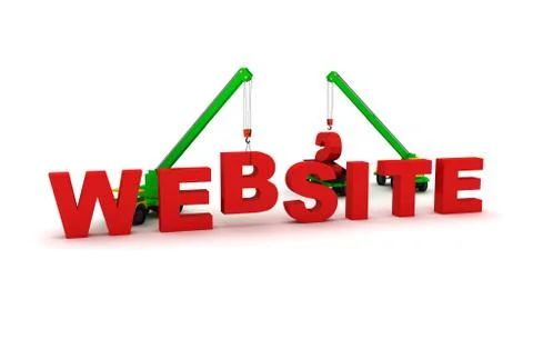Mobile crane builds the text Website Stock Illustration