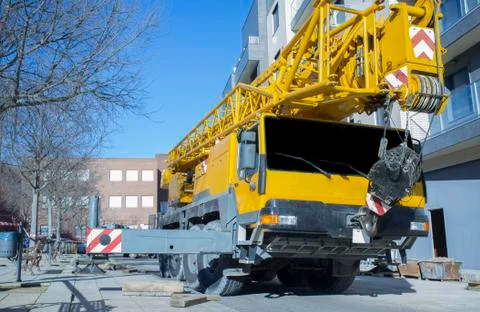 Mobile crane at construction site Stock Photos
