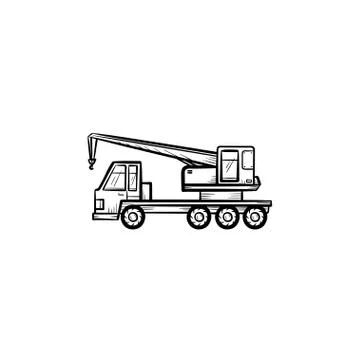 Mobile crane hand drawn sketch icon. Ilustración de archivo