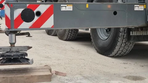 Mobile Crane Hydraulic Outrigger Cylinder Retracting Stock Footage 341104553