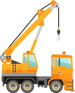Mobile Crane Icon in Flat Style. Vector Illustration Stock Illustration