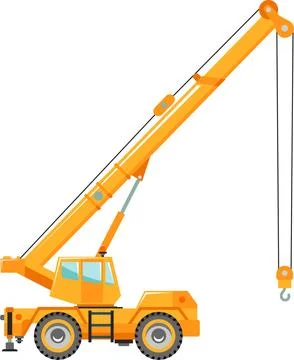 Mobile Crane Icon in Flat Style. Vector Illustration Stock Illustration