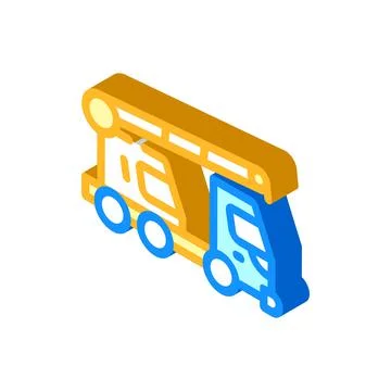 Mobile crane isometric icon vector isolated illustration Stock Illustration