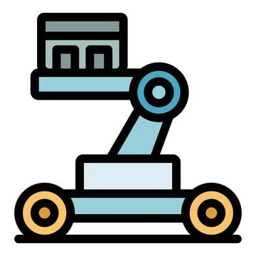 Mobile crane lifting small house, construction and logistics icon Ilustración de archivo