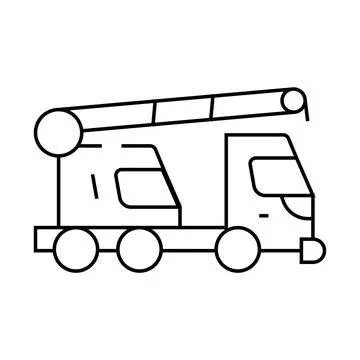 Mobile crane line icon vector isolated illustration Stock Illustration