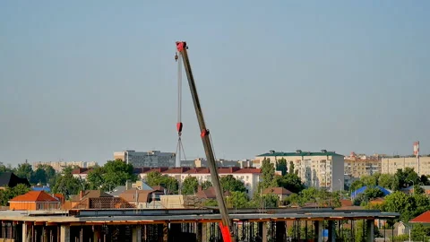 Mobile crane manipulator at a construction Stock Footage 112614773
