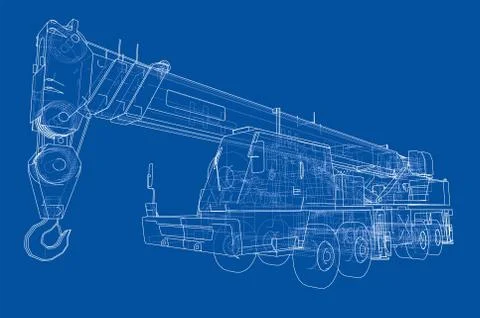 Mobile crane. Vector Stock Illustration