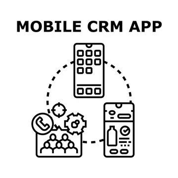 Mobile crm app concept for customer management Illustrazione stock