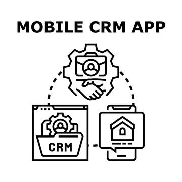 Mobile crm app developing customer relationship management system Stock Illustration