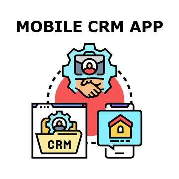 Mobile crm app developing customer relationship management system Stock Illustration