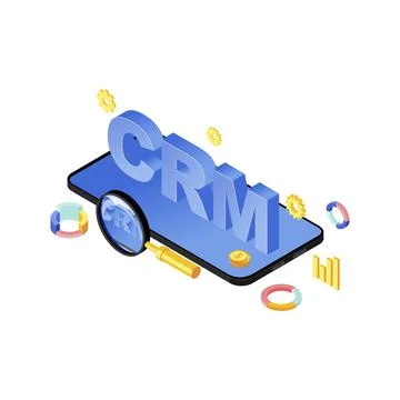 Mobile CRM system app isometric vector illustration イラスト素材