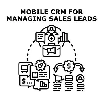 Mobile crm system for managing sales leads concept Stock Illustration