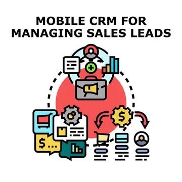 Mobile crm system for managing sales leads concept Stock Illustration