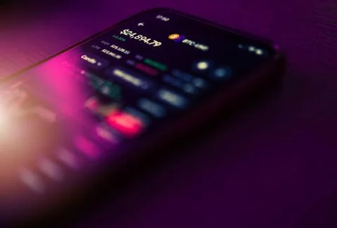 Mobile Crypto Trading Application Theme Stock Photos