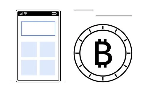 Mobile Cryptocurrency Wallet Interface with Bitcoin Symbol for Digital Tran.. Stockillustratie