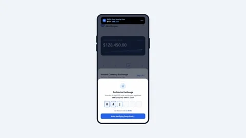 Mobile currency exchange app processing usd to eur swap with otp. 4K Video stock 345495347