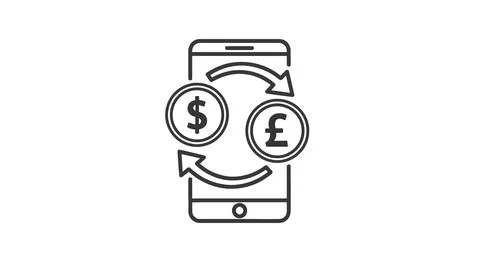 Mobile Currency Exchange Icon: Dollar to Pound Sterling Online Stock Illustration