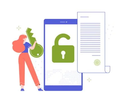 Mobile cyber security on the Internet. イラスト素材