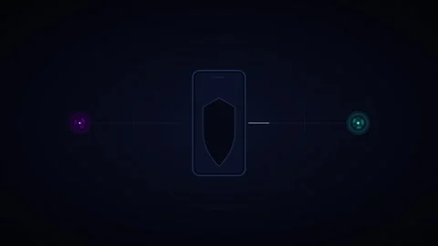 Mobile cybersecurity shield icon animation: digital data protection and pri.. Stock Footage 344861718