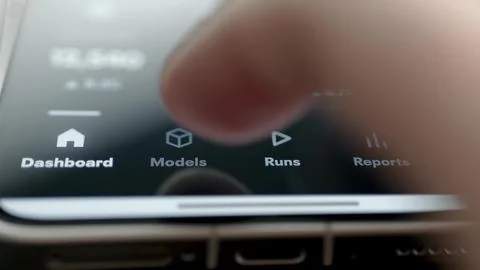 Mobile dashboard models runs and reports Stock Photos
