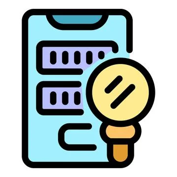 Mobile data analysis concept with magnifying glass inspecting data on smartph Stock Illustration