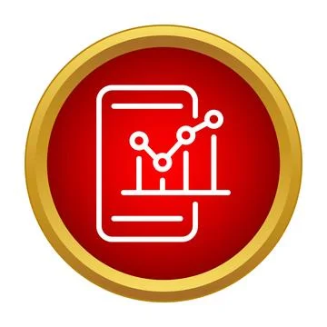 Mobile data analysis graph on smartphone screen icon Stock Illustration