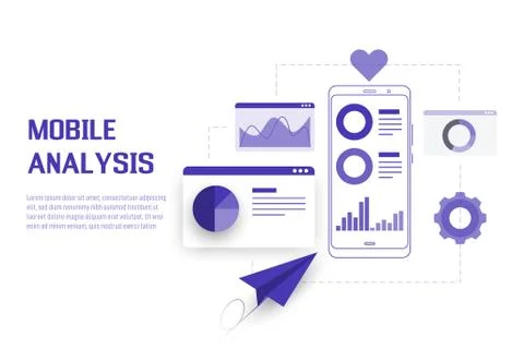 Mobile Data analysis, research, planning, statistics, financial, infographic Stock Illustration