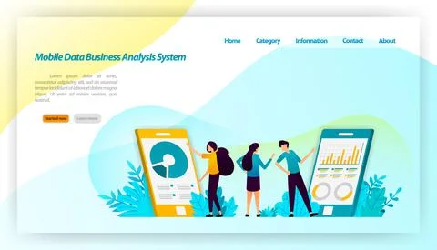 Mobile data business analyst system for applications. with financial and busi Stock Illustration