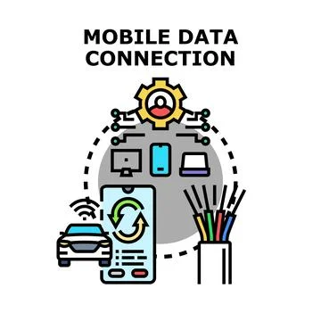 Mobile data connection across digital devices concept Stock Illustration