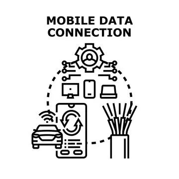 Mobile data connection across digital devices concept 스톡 일러스트